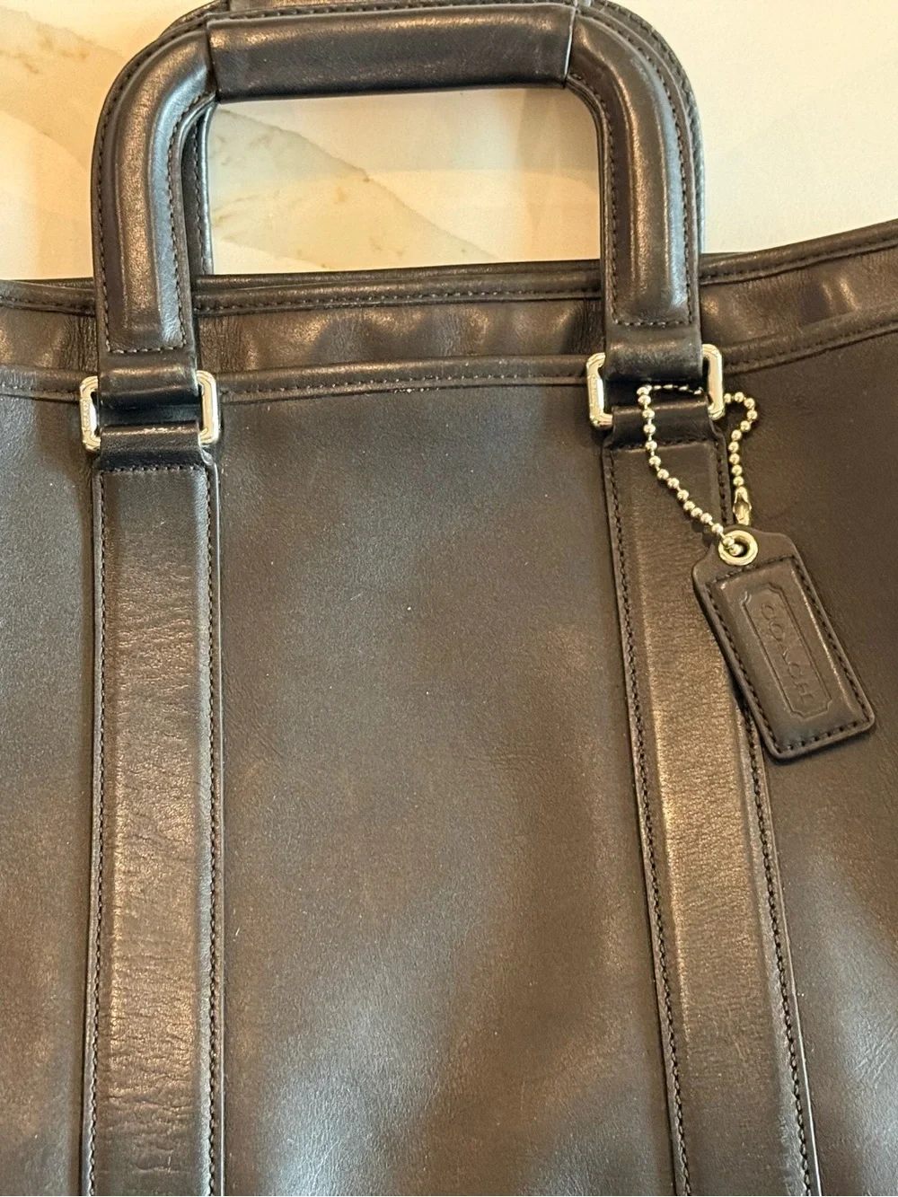 COACH Heritage Web Leather Embassy Briefcase~ Black~ Fits 15” Laptop